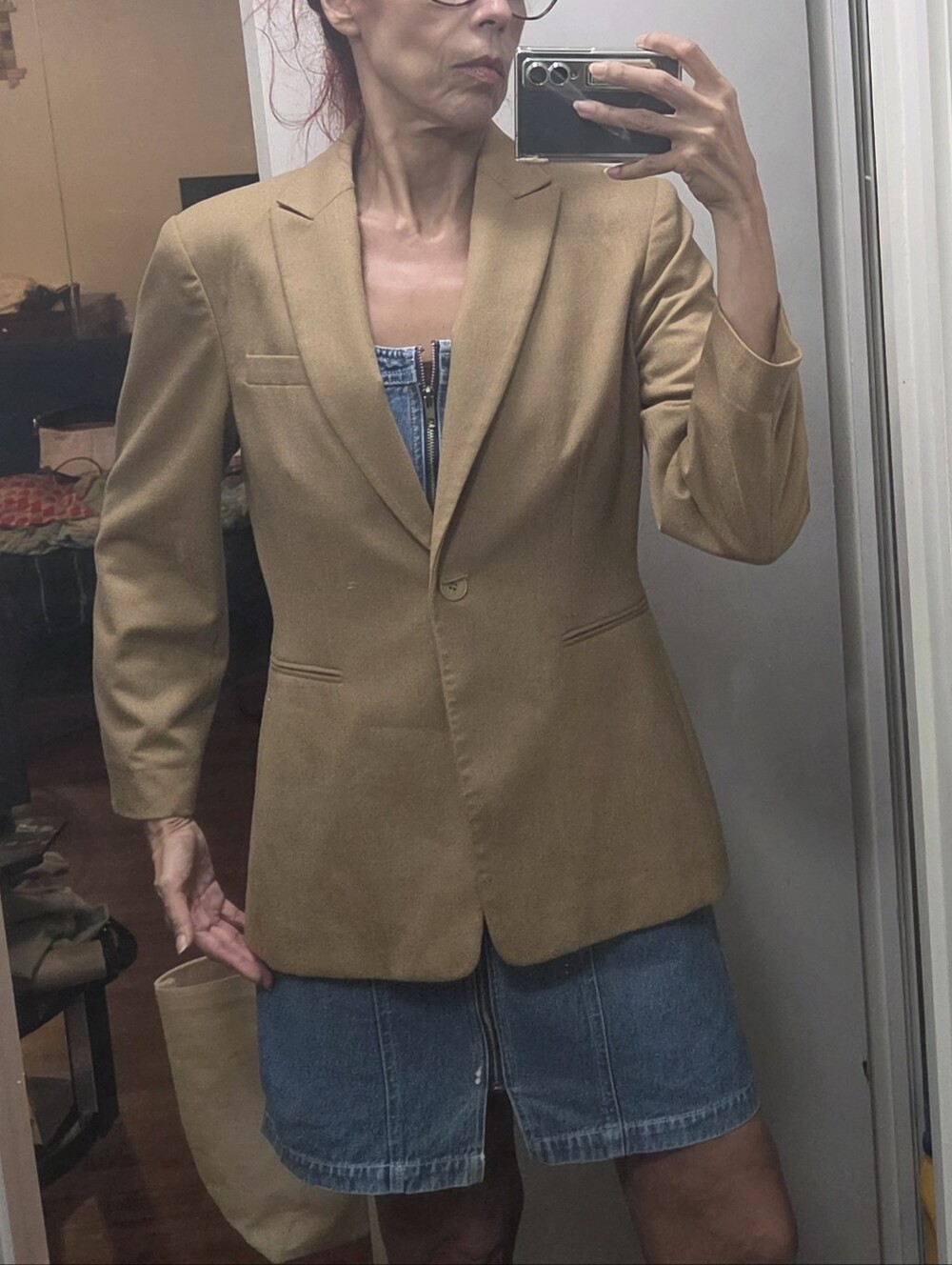 Vtg Jones New York made in the USA Camel Tan wool Tailored blazer 8